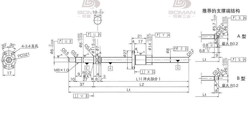 KURODA DP0802JS-HDNR-0180B-C3F 黑田丝杆替换尺寸视频